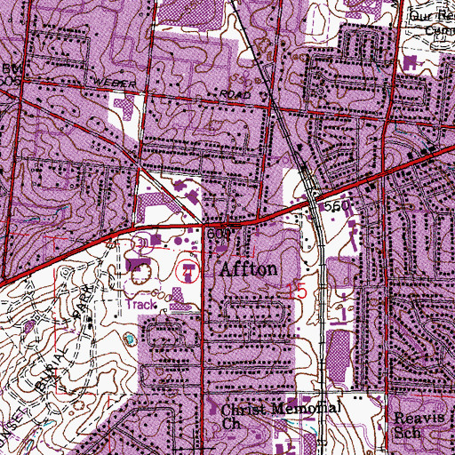 Topographic Map of Affton Southwest Precinct Police Department, MO
