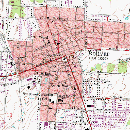 Topographic Map of Polk County Sheriff's Office, MO