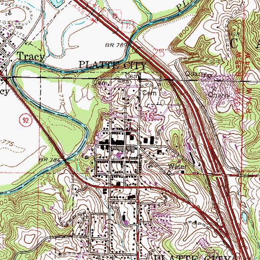 Topographic Map of Platte County Sheriff's Office, MO