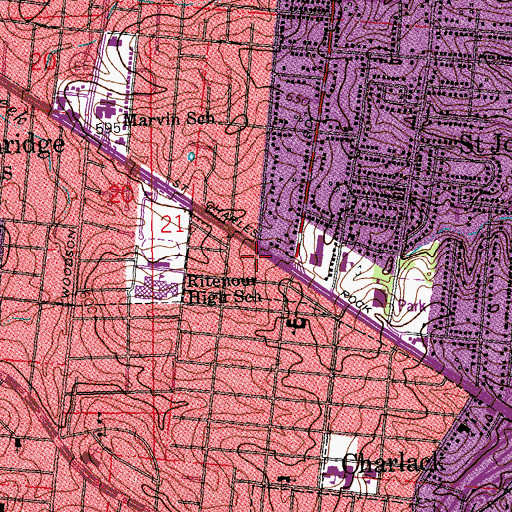 Topographic Map of Saint John Police Department, MO