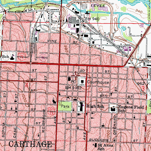 Topographic Map of Jasper County Sheriff's Office, MO