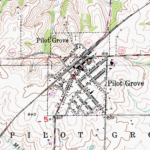 Topographic Map of Pilot Grove Police Department, MO