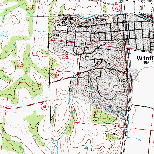 Topographic Map of Winfield Police Department, MO