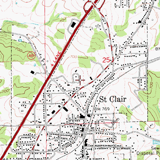 Topographic Map of Saint Clair Police Department, MO
