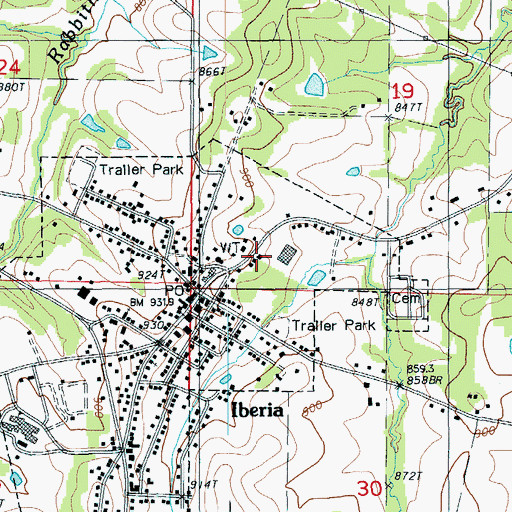 Topographic Map of Iberia Police Department, MO
