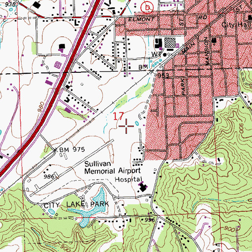 Topographic Map of Sullivan Police Department, MO