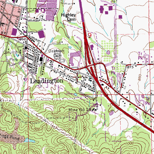 Topographic Map of Leadington Police Department, MO
