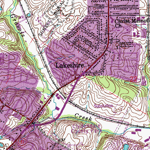 Topographic Map of Lakeshire Police Department, MO