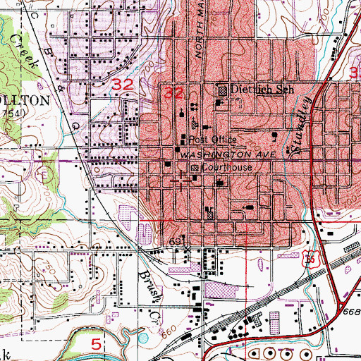 Topographic Map of Carroll County Sheriff's Office, MO