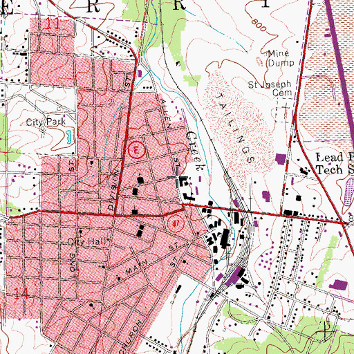 Topographic Map of Bonne Terre Police Department, MO