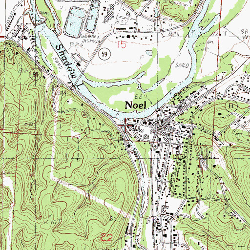 Topographic Map of Noel Police Department, MO