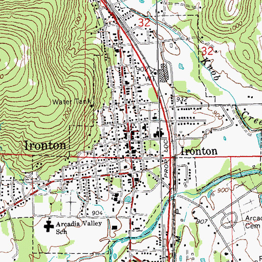 Topographic Map of Ironton Police Department, MO