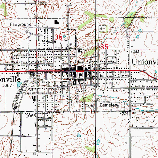 Topographic Map of Unionville Police Department, MO