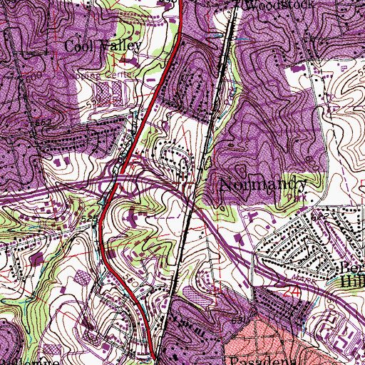 Topographic Map of Cool Valley Police Department, MO