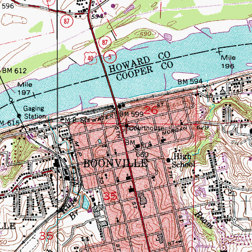 Topographic Map of Cooper County Sheriff's Office, MO