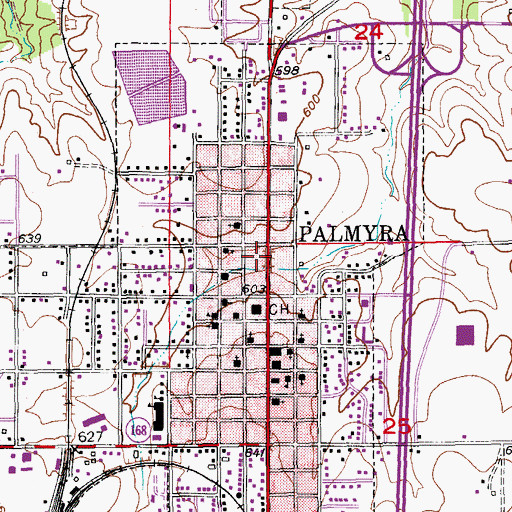 Topographic Map of Palmyra Police Department, MO