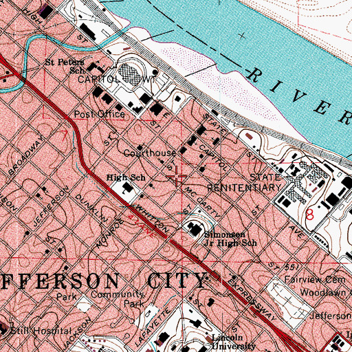 Topographic Map of Cole County Sheriff's Office, MO