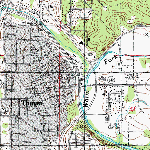 Topographic Map of Thayer Police Department, MO