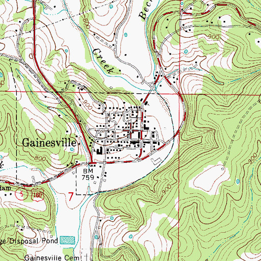 Topographic Map of Gainesville Police Department, MO