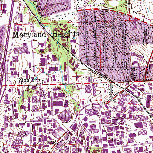 Topographic Map of Maryland Heights Police Department, MO