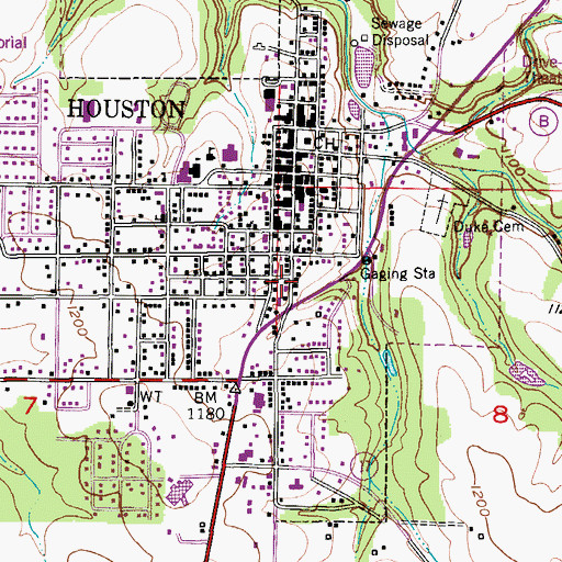 Topographic Map of Houston Police Department, MO