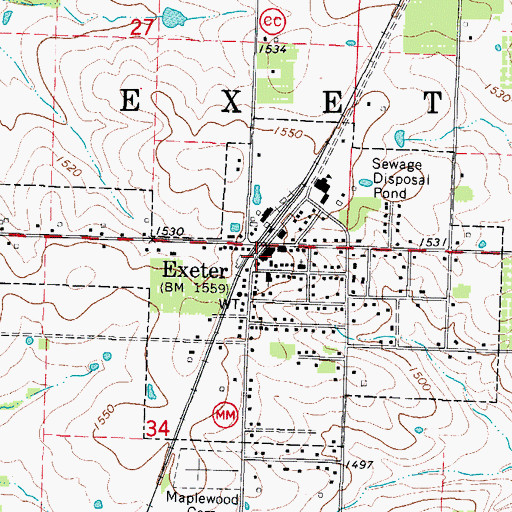 Topographic Map of Exeter Police Department, MO