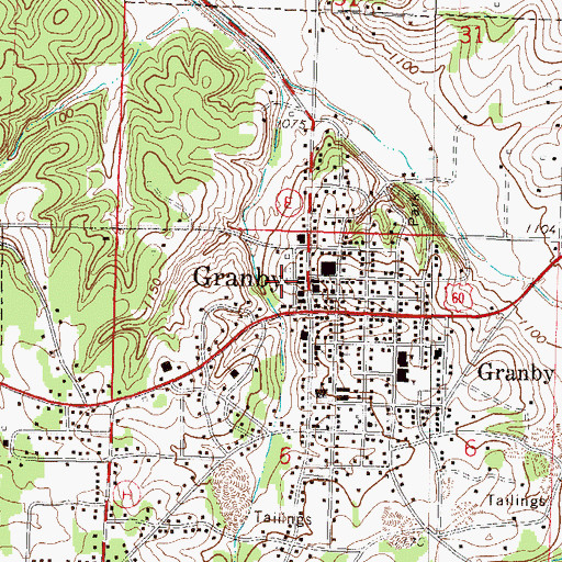 Topographic Map of Granby Police Department, MO