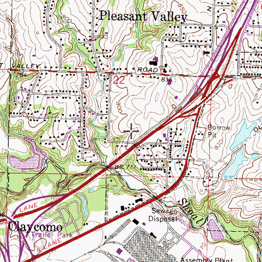 Topographic Map of Pleasant Valley Police Department, MO