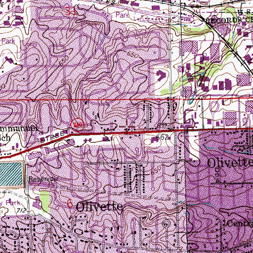 Topographic Map of Olivette Police Department, MO