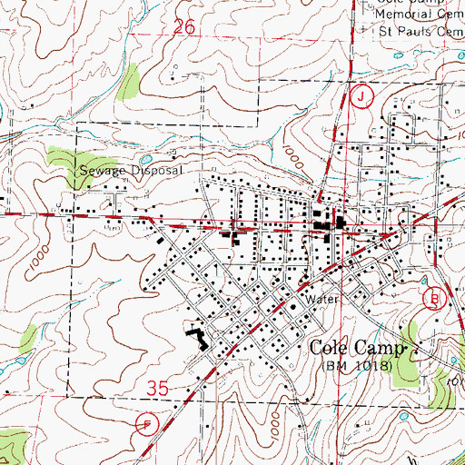 Topographic Map of Cole Camp Police Department, MO