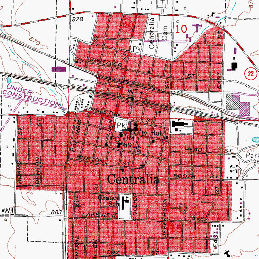 Topographic Map of Centralia Police Department, MO