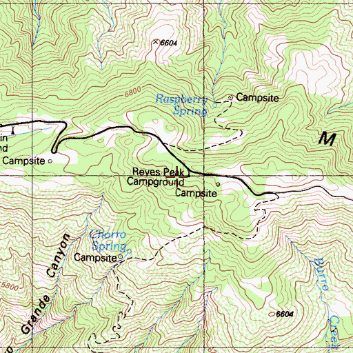 Topographic Map of Reyes Campground, CA