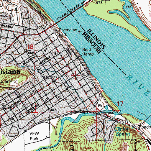 Topographic Map of Louisiana Police Department, MO