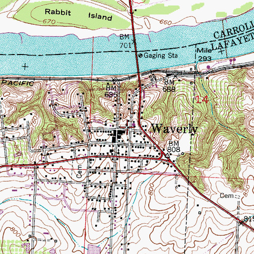 Topographic Map of Waverly Police Department, MO