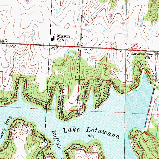 Topographic Map of Lake Lotawana Police Department, MO