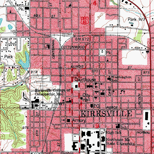 Topographic Map of Adair County Sheriff's Office, MO
