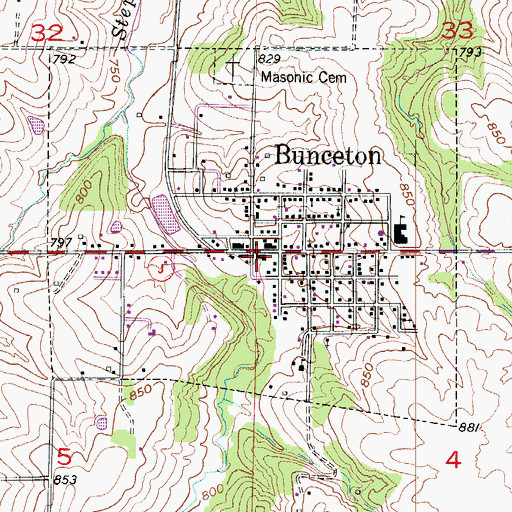 Topographic Map of Bunceton Police Department, MO