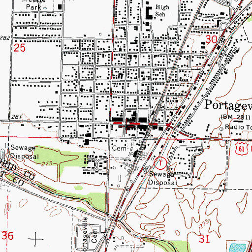 Topographic Map of Portageville Police Department, MO