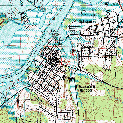 Topographic Map of Saint Clair County Sheriff's Office, MO