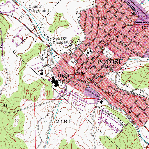 Topographic Map of Washington County Sheriff's Office, MO