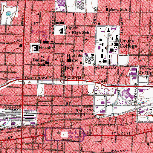 Topographic Map of Springfield Police Department, MO