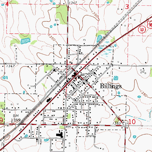 Topographic Map of Billings Police Department, MO