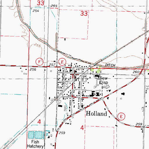Topographic Map of Holland Police Department, MO
