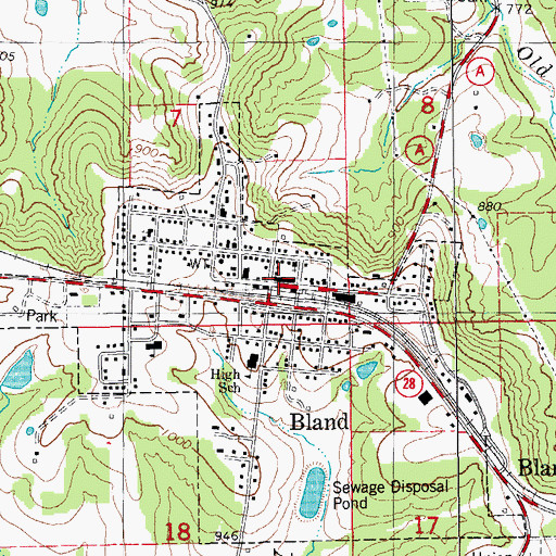 Topographic Map of Bland Police Department, MO