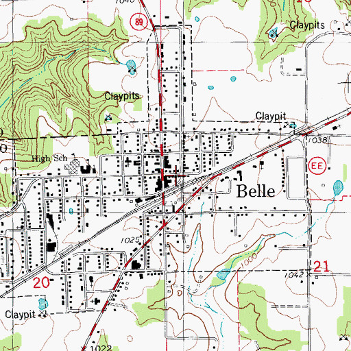 Topographic Map of Belle Police Department, MO
