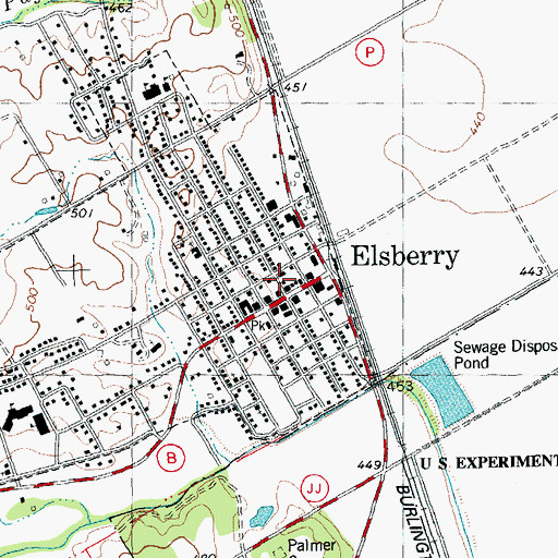 Topographic Map of Elsberry Police Department, MO