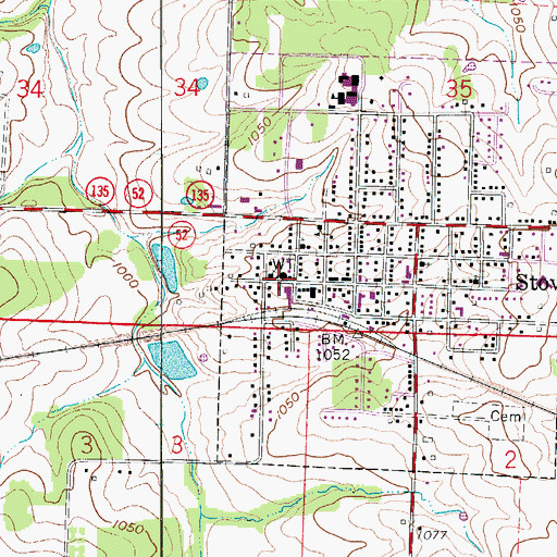 Topographic Map of Stover Police Department, MO