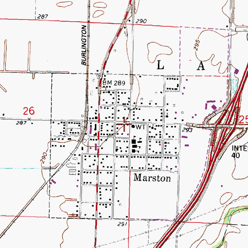 Topographic Map of Marston Police Department, MO