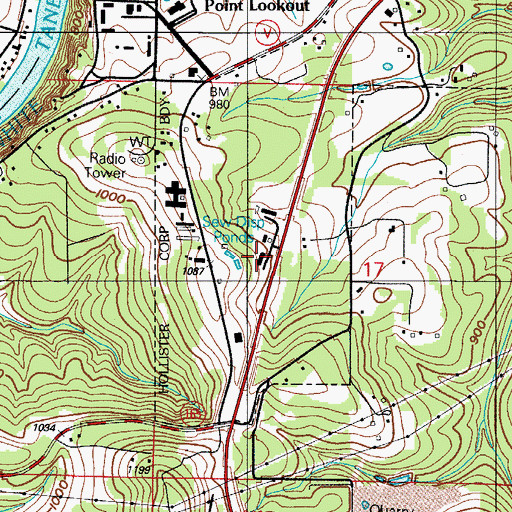 Topographic Map of Hollister Police Department, MO