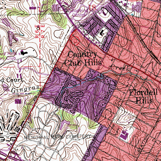 Topographic Map of Country Club Hills Police Department, MO